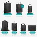 Navaris Compression Packing Cubes Set of 8 - Compressible Travel Bags for Packing Many Sizes - Lightweight Compression Travel Organizer Suitcase Carry On Luggage Backpacks - Black