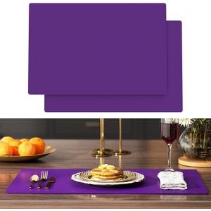 2-Pack Extra Thick Silicone Counter Mats - 24x16 Large Heat Resistant Kitchen Countertop Protector, Non-Slip Hot Pad Trivet for Air Fryer, Hot Pots & Pans, Coffee Maker (Purple)