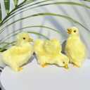 Pack of 3 Realistic Yellow Baby Duck Figurines - Lifelike Plush Ducklings Spring Duckies Farm Animal Easter Decoration Barnyard Ornaments Photo Props