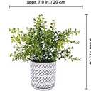 Winlyn 2 Pack Small Potted Eucalyptus Plant Artificial Plants Green Boxwood Rosemary Greenery in Modern Concrete Plant Pots