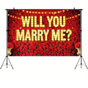 BlissYard Valentines Day Backdrop banner 71x43 inch Will You Marry Me Banner Romantic Valentines Day Backdrop Valentine's Day Wedding Anniversary Banner Valentines Day Backdrop Decorations