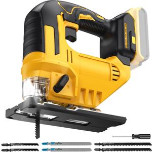 Cordless Jig Saw for Dewalt 20v Max Battery, Brushless Orbital Jigsaw, 0- 45 Bevel Cuts, 3 Orbital Settings with LED Light for Straight Curve Circle Cutting (No Battery)