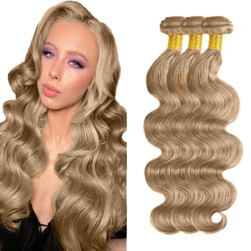 Ash Blonde Bundles Human Hair #22 Body Wave Bundles 24 26 28 Inch Brazilian Virgin Hair Ash Blonde Body Wave 3 Bundle Human Hair Extensions 50 Gram Per Bundle