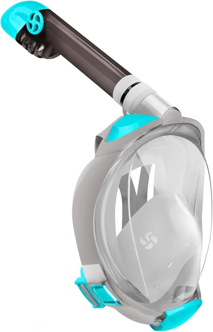 Greatever G2 Full Face Snorkel Mask with Latest Dry Top System,Foldable 180 Degree Panoramic View Snorkeling Mask with Camera Mount,Safe Breathing,Anti-Leak&Anti-Fog (Large/ X-Large, Gray Green)