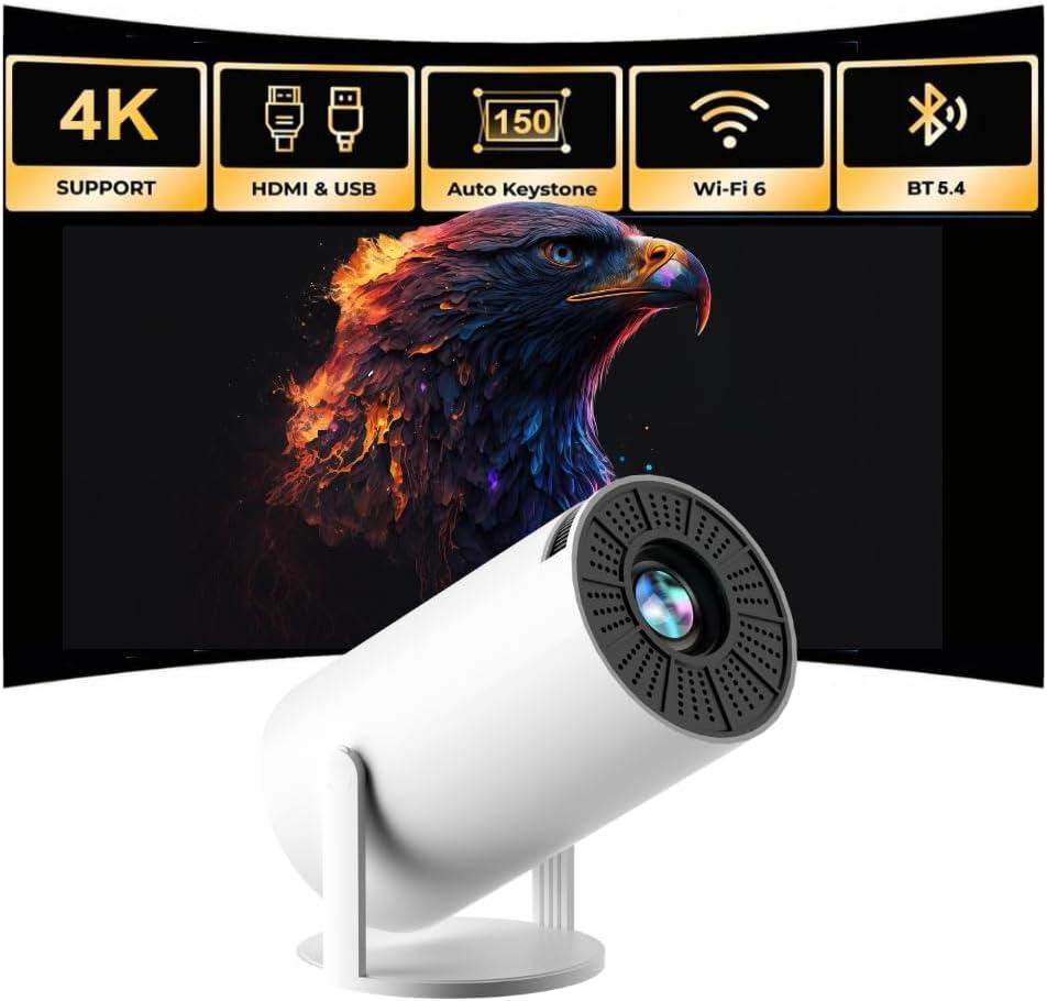4k Mini Projector Portable, 270 Degree Rotation,Smart Projector with Wifi and Bluetooth, Native 720P,uto Vertical Keystone, Compatible with HDMI/USB/TV sticks/Smartphones/laptops[Built-in Apps]