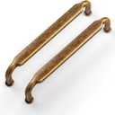 Goo-Ki 5 Inch Hole Center Antique Brass Zinc Alloy Cabinet Pulls Kitchen Cabinets Hardware, 6 Pack Vintage Brass Solid Cabinet Handles Drawer Pulls