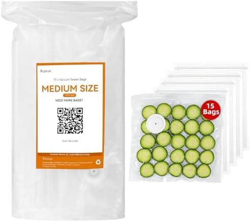 15 Pcs 12”x13” Reusable Vacuum Sealer Freezer Bags with Air Valve for Food Storage and Preservation, for Leftover Save, Meal Prep, Sous Vide Cook, Outdoor BBQ. BPA Free, Dishwasher Safe Microwavable