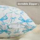 Snycler Blue Bow Pillow Covers 18x18 inch Set of 2 Room Decor Stuff Pillow Cases Cute Plush Bowknot Cushion Covers for Bedroom Couch Sofa