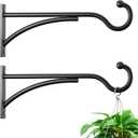 8 Inch 2 Pack Heavy Duty Plant Hangers Outdoor, Metal Plant Brackets for Hanging Baskets, Plant Wall Hooks for Bird Feeders, Wind Chimes & Lanterns, Premium Metal Hooks Matte Black, 30lbs Capacity