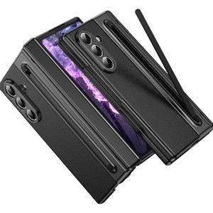 for Samsung Galaxy Z Fold 7 Case with [S Pen] [with Hinge Protective & Screen Protector] Leather Back Case, Protective Phone Case for Samsung Z Fold 7 5G Phone Case with S Pen Black