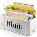 DRASTAR Mail Organizer Countertop, Mail Holder with 3 Slots, Mail Sorter Organizer for Desk, Envelope Holder for Home Office, Retro White