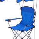 Folding Camping Chair with Canopy Sunshade, Cup Holder, for Beach, Fishing, Park, Standard