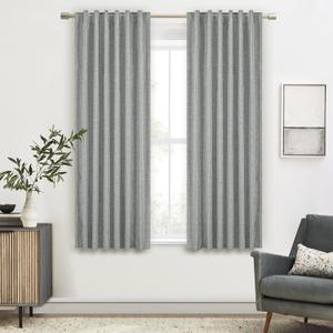Grey 100% Blackout Curtains, 2 Thick Layers Completely Blackout Rod Pocket Thermal Insulated Drapes for Kitchen/Bedroom (1 Pair, 52 inches Width x 63 inches Length Each Panel)