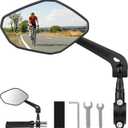 Bike Mirror, [Left 1Pcs] Bike Mirror Handlebar Mount, HD Large Bike Rear View Mirror, 360 Adjustable Wide Angle Safety Bicycle Rearview Mirrors Accessories for Ebike Mountain Bike Scooter