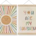 MAQIKA You Are My Sunshine Poster Framed with Wood Hanger Set of 2, Sunshine Nursery Wall Decor, Inspirational Quotes Canvas Art 12x16 Inch