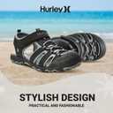 Hurley Kid's and Toddlers Water Sandals - Beach Sandals for Boys and Girls, Lightweight Durable Closed Toe with Adjustable Upper for Outdoors, Water Play and Pool Champ (Black)