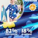 Century Star UPF 50+ Girls Long Sleeve Swimsuit - Rash Guard Swimsuit Toddler Kids Teen One Piece Bathing Suit Zip 2-15Y (Blue) 3XL