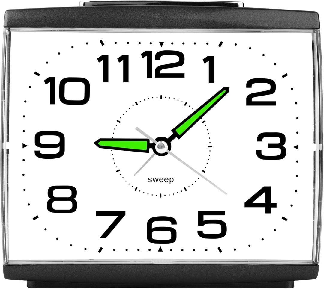 DTKID Large Alarm Clock for Bedside, Silent Non-Ticking Analog Clock with Night Light, Battery Powered, Gradually Increasing Alarm for Heavy Sleepers, Seniors