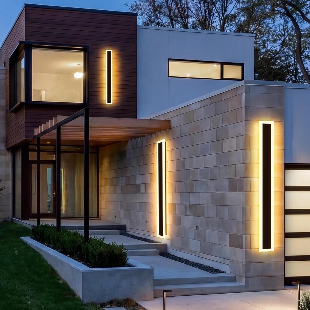 2Pack 39inch Outdoor LED Wall Light, 30W 110V Hardwired Long LED Wall Sconce, IP65 Waterproof Modern Light Fixture with Frosted Acrylic, 3000K Warm White Wall Lighting for Porch Garage House Exterior