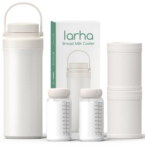 Portable Breast Milk Cooler, 22oz Breastmilk Cooler Bottle With 360°Total Cooling for 24 Hours, Storage Container with 2pcs Baby Bottles, Breastfeeding Essentials, Beige