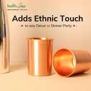 HealthAndYoga qCup Pure Copper Tumblers for Drinking - Ayurvedic Health Pure Copper Cups 2 pcs. set - 250 ml.(8 fl oz) (Plain)