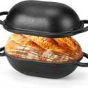 Maxdot 4QT Enameled Cast Iron Dutch Oven with Lid Sourdough Bread Pan for Sourdough Bread Baking Non Stick Single with Loop Handles for Homemade Breadbaking(Black)