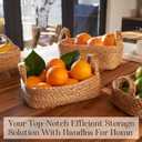5 Pcs Natural Water Hyacinth Woven Storage Baskets Set with Handles Wicker Storage Basket for Organizing Hand for Shelves Bathroom Towels Toys Bedroom Decor Baskets for Gifts Empty
