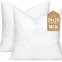 Artscope Synthetic Down Pillow Insert, 24x24 Down Alternative Throw Pillow Insert. Ultra Soft Fluffy Sleeping Pillow with 100% Cotton Cover, Decorative Pillows Set of 2-White.