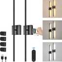Removable 10000mAh Battery Operated 2 Pack Wall Sconces Lamps Remote Control & 4 Pack Batteries 31.5 Rechargeable Dimmable Black LED Wireless 13.6W Wall Lights for Living Room Bedroom Picture Foyer