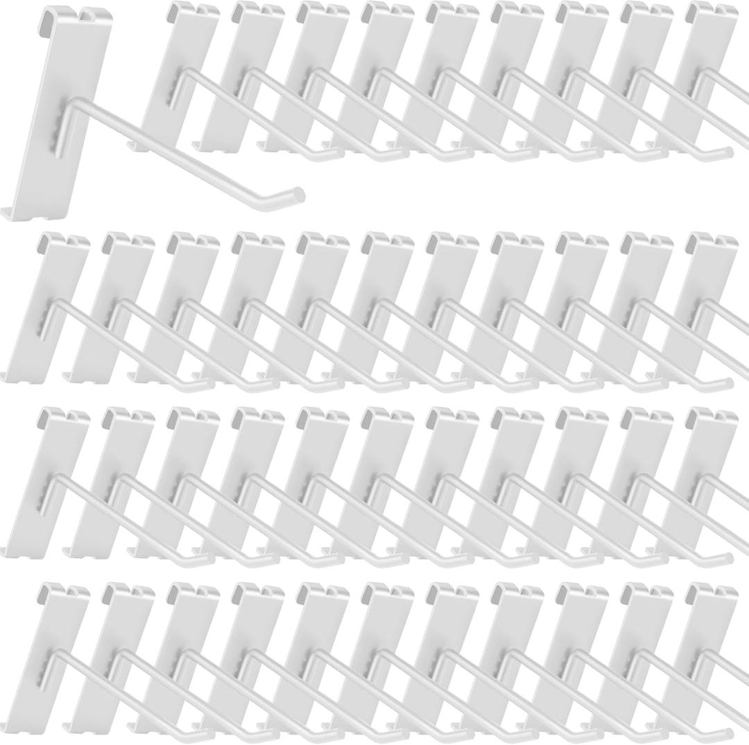 20Pcs Gridwall Hooks, Metal Grid Panel Hanging Peg Hooks, Grid Wall Accessory for Clothes Storage, Home Organization, Retail Display (White, 4"/10Cm)