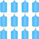 12 Pack 2x3 Hand Poured Dripless Pillar Candles, Soy Candles, Non-Toxic, Unscented, Smokeless, for Power Outages & Emergency (Blue)