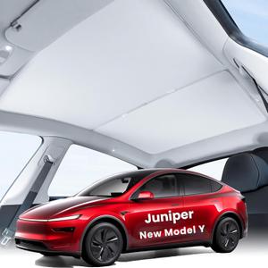 2025 Tesla New Model Y Juniper Sunshade Roof [No Gaps, No-Sagging] Magnetic-Mid Design New Tesla Y Must-Have Accessories Heat Insulation Foldable Glass Shade for New Model Y Only