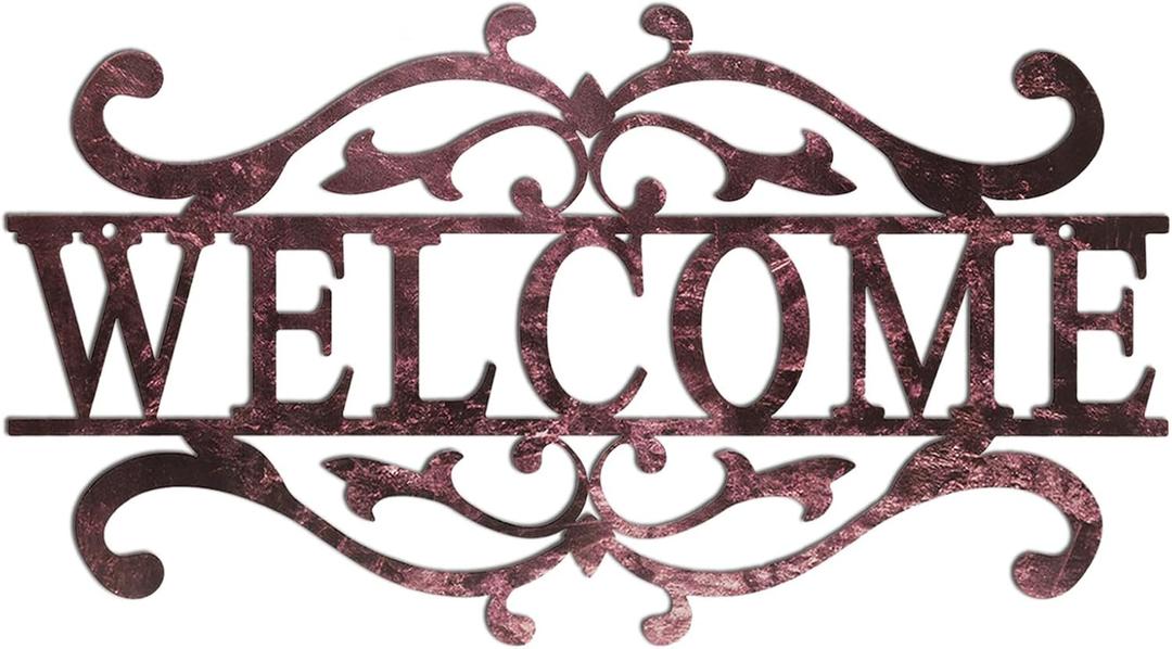 AHYS Metal Welcome Sign for Front Door Front Porch Vintage Welcome Door Sign for Indoor Outdoor Wall Decor