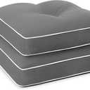 Favoyard Patio Chair Cushions 19  19 Inch Water Resistant & 3-Year Color Fastness Outdoor Chairs Cushion for Seat Dining Rocking Wicker Chair Cushion with Tie Straps Tufted Square Pads, Grey, 2 Pack