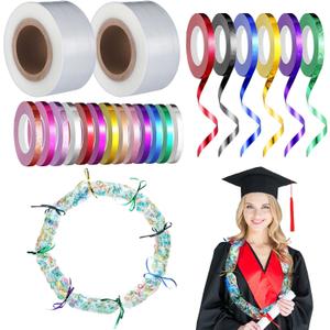 Ribbonlic 2025 Graduation Candy Lei Making Kit Plastic Lei Bags for Graduate Party Include 2.76 Inch x 200yd Poly Tubing 19 Rolls Ribbon Graduat Bags Art Crafts for Graduation Party Supplies
