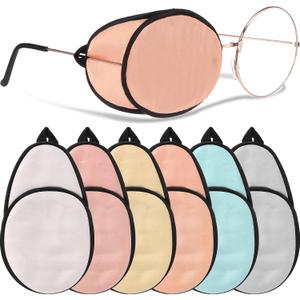 Nuanchu 6 Pcs Silk Eye Patches for Adults Kids Men Women Lazy Eye Amblyopia Soft Glasses Patches for Left or Right Eyes Cover(Novel Color)