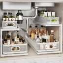 2 Pack 21IN-Depth Under Sink Organizer With Next-Gen Ball-Bearing Slides,2-Tier Precision Mesh Pull Out Cabinet Storage for Bathroom&Kitchen,Height Adjustable Drawers Shelf,Anti-rust-White