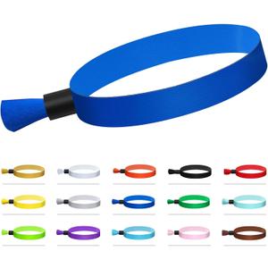 100 Colored, Lightweight Disposable Wristbands - Concert, Club & Event Entrance (Blue)