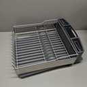 KitchenAid Large Capacity Full Size Rust Resistant Dish Rack with Angled Drain Board and Removable Flatware Caddy, Light Grey