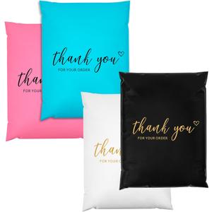 JinRuiKJ Thank You Poly Mailer - 10x13 Poly Mailers Variety Pack of 100, 25 Pcs Each Color, Strong Adhesive Shipping Bags for Clothing, Durable Thick Mailer Bags with Self Seal - Mixed Color