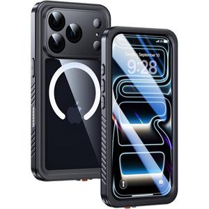 Magnetic for iPhone 17 Pro Max Case, IP68 Waterproof Dustproof, Built-in Screen Protector [Compatible with Magsafe] Heavy Duty Rugged Cover Full Body Phone Case, 6.9 inch, Black