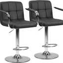 DUMOS Swivel Bar Stools Set of 2, PU Leather Counter Height Bar Chairs
