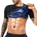Sauna Sweat Suits Shirt Waist Trainer for Men Compression Vest Workout Gym Clothes Sweat Enhancer Short Sleeve (Large, Black)