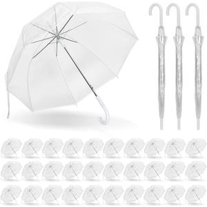 Clear Bubble Umbrellas, 48 Inch Windproof Transparent POE Dome Umbrella with Auto Open J-Handle, Large Umbrellas for Wedding Rain Golf Outdoor Photography Bridal Events, Christmas/Halloween Decorations