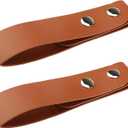 2 Pcs Cowhide Leather Whip Holster, Authentic Full Grain Belt Holder for Bullwhip, Handmade Western Style Holster Loop for Horse Riding, Costume and Daily Use, Brown