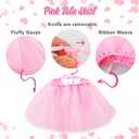 Dog Birthday Outfit Pink Tutu Dogs Birthday Party Supplies Dog Birthday Hat Necklace and Bowtie Hairpin for Dogs (16-23 inch Wrist)