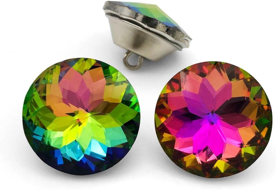 ZJ 25PCS 25MM Crystal Glass Buttons for Sofa, Headboard & Upholstery - Colorful DIY Decorative Buttons