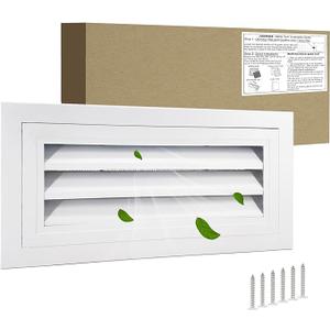 16"*8" Gable Vent,Aluminum Alloy Wall Vent Shed Vents,with Removable Strainer and 180 Degree Opening Angle.Ideal for Attic,Shed,Garage,Play House,Coop.[Inside Dimensions:14"w X 6"h]-White 1 Pack