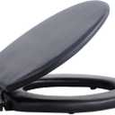 Soft Elongated Vinyl Toilet Seat, Black - 19 Inch Soft Vinyl Cover with Comfort Foam Cushioning - Fits All Elongated Size Fixtures - Easy to Install Fantasia by Achim Home Decor