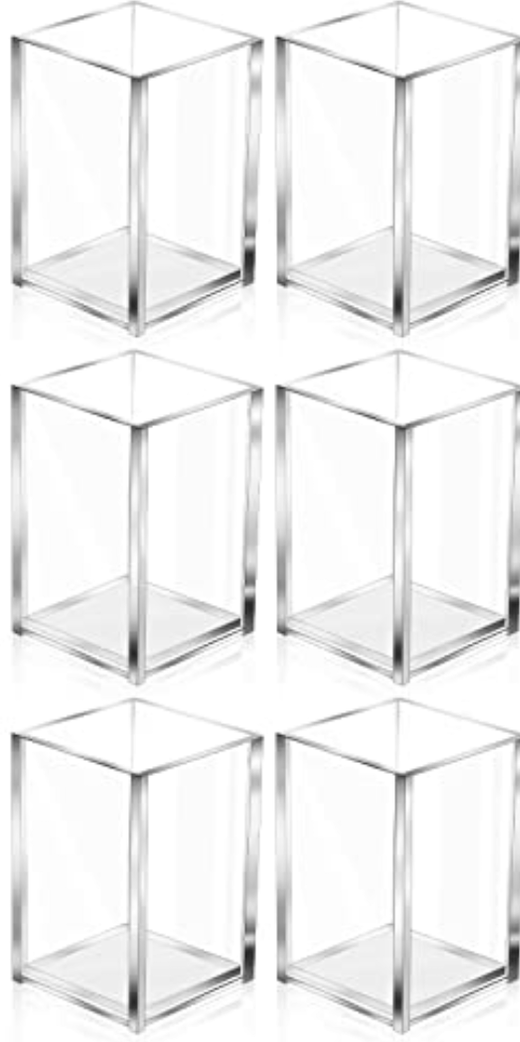 AFOROEOA 10 Pack Clear Acrylic Pen Holder Makeup Brush Holder Desktop Pencil Organizer Acrylic Pencil Cup Stationery Organizer Accessory for School Makeup Desk Office Pen Organizer